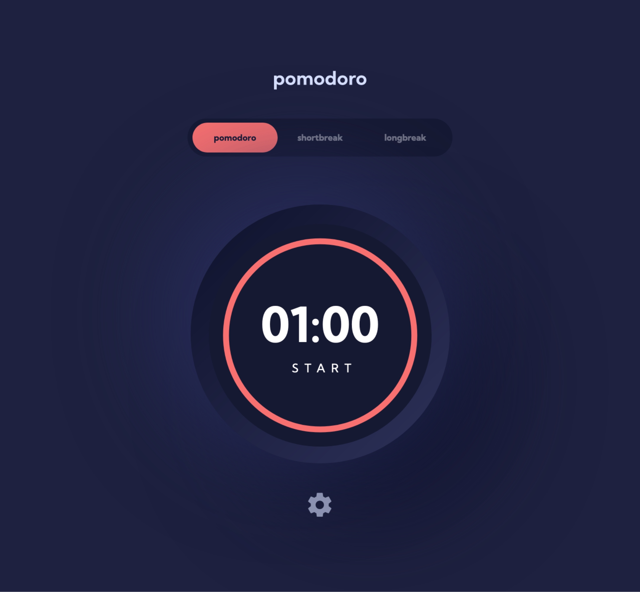 Screenshot of the desktop version of the Pomodoro Clock, a web application that allows users to set a timer for working on their projects